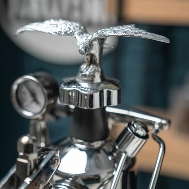 La Pavoni Esperto Milano, Siebträgermaschine in chrom, 950 W, 1,6 l Wassertank, Messinggehäuse – Bild 5