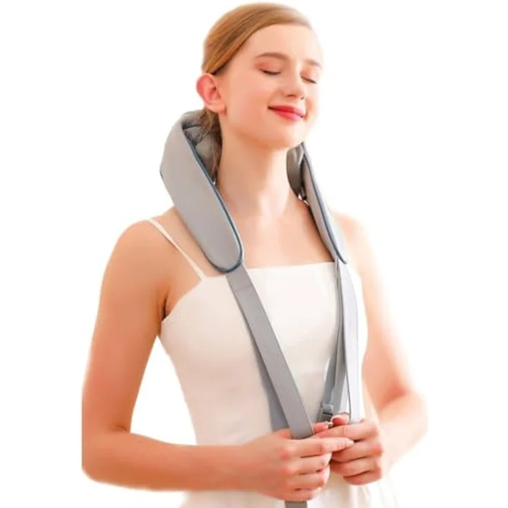 Kraftwerk Kabelloses Nackenmassagegerät mit Hands-Free Verschluss | Nacken Rücken Schulter Massage & Wärmefunktion | Echtes, intesives Knetgefühl | Rückenmassagegerät mit Wärme – Bild 2