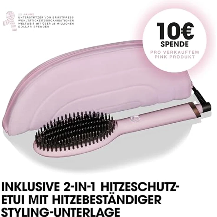 ghd glide Limited Edition Hot Brush, Pink-Sorbet mit Hitzeschutz-Etui und glänzenden Mocha Akzenten – Bild 2