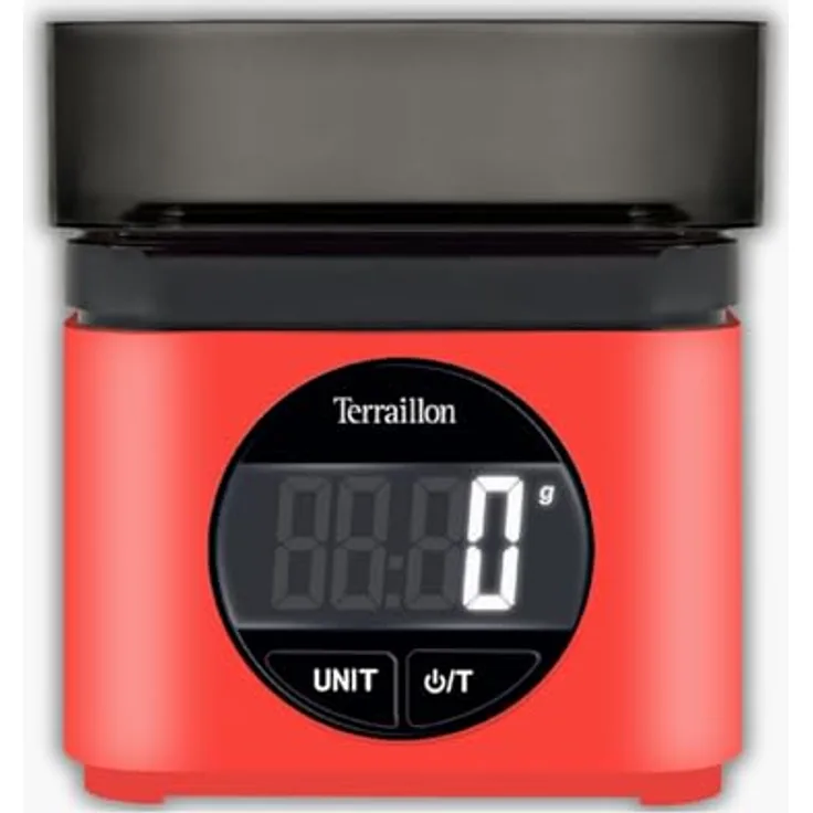 Terraillon BA22 Mythique, Küchenwaage mit großem LCD-Bildschirm, rot