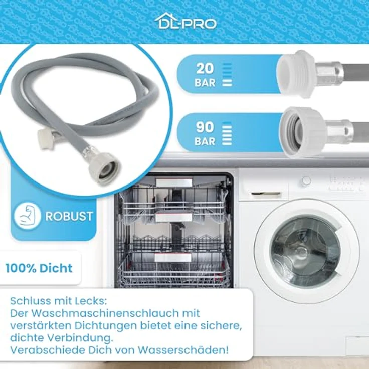 DL-pro 3,5m Zulaufschlauch Verlängerung für Waschmaschine und Spülmaschine - [ROBUST & DICHT] - Universell für alle Modelle - Einfache Montage & 100% dicht – Bild 3