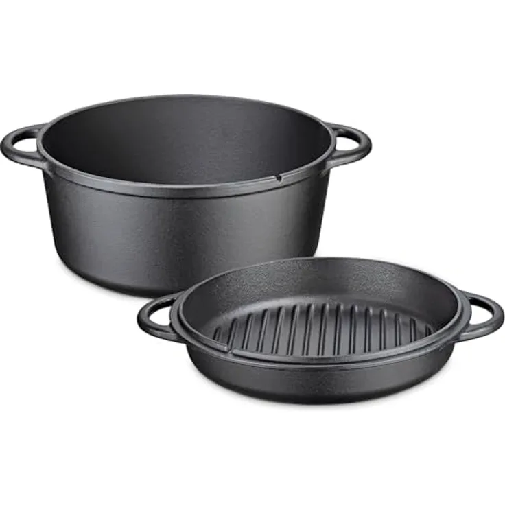 Küchenprofi Schmortopf BBQ, Emaillierter Gusseisen Topf für Grill und Herd, Ø 26 cm, 5 L, Schwarz