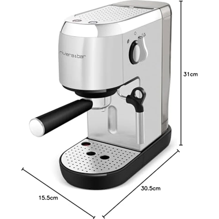 Riviera & Bar BCE350, Edelstahl Espressomaschine mit 1,4 l Wassertank, 1400 W, 19 bar Druck – Bild 7