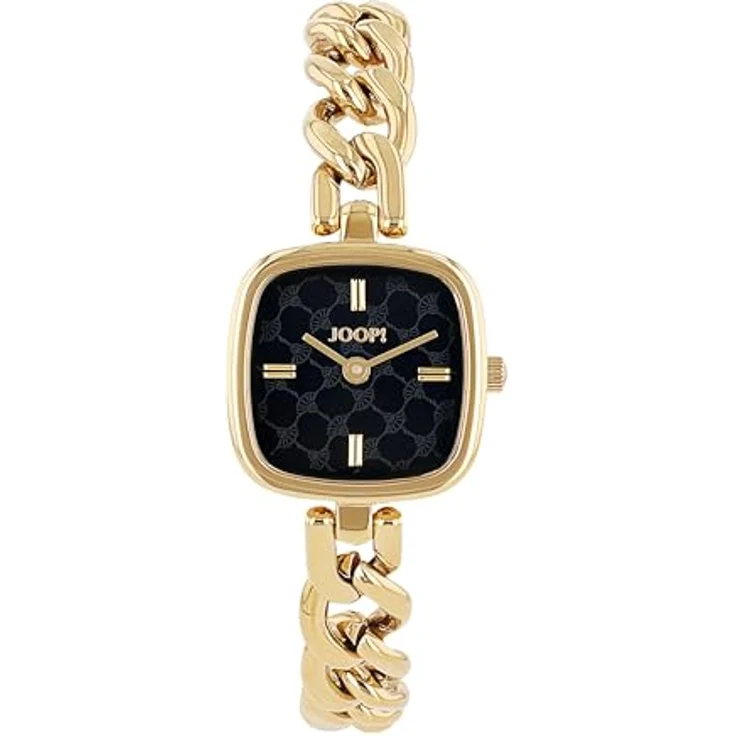 JOOP! Quarzuhr 2038611, elegante Damenuhr mit analoger Anzeige, goldfarbenem Edelstahlarmband in Kettengliederung und schwarzem Zifferblatt – Bild 1