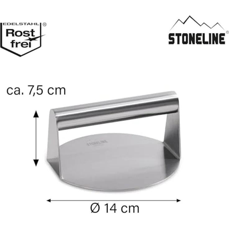 STONELINE Burgerpresse aus Edelstahl 14 cm, Burger Smasher, Hamburgerpresse, Grillpresse, spülmaschinengeeignet – Bild 3