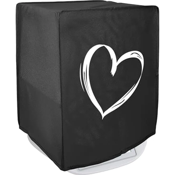 kwmobile Abdeckhaube kompatibel mit Thermomix TM5/TM6 mit Varoma, Küchenmaschine Hülle in Weiß Schwarz Herz Brush, Schutz vor Staub und Spritzern