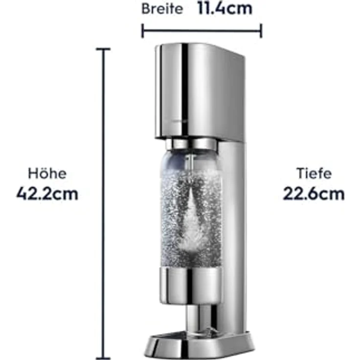SodaStream Ens, Wassersprudler aus Edelstahl, Silber, Quick Connect-Zylinder für 60L und spülmaschinenfeste Flasche – Bild 3