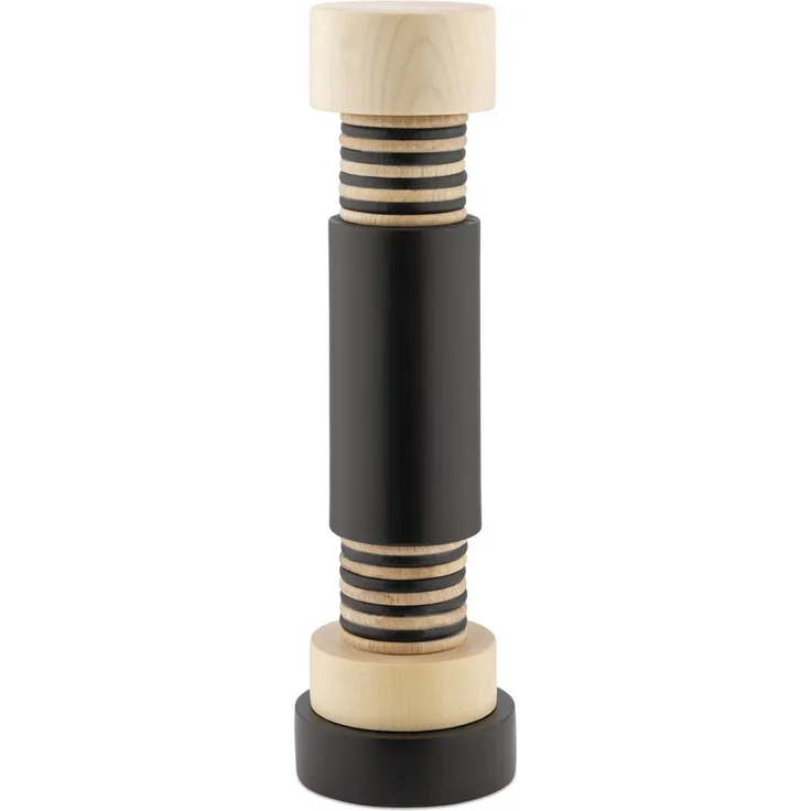 Alessi Salz-/Pfeffermühle Sottsass Collection Schwarz manuell, handgefertigt aus Buchenholz, 25,5 cm hoch