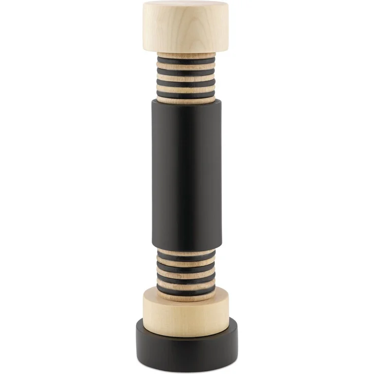 Alessi Salz-/Pfeffermühle Sottsass Collection Schwarz manuell, handgefertigt aus Buchenholz, 25,5 cm hoch