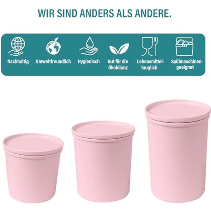 AWAVE Frischhaltedose rund mit Deckel, luftdicht, 500 ml, rosé, aus recycelten PET-Flaschen, für Mehrweggebrauch – Bild 3