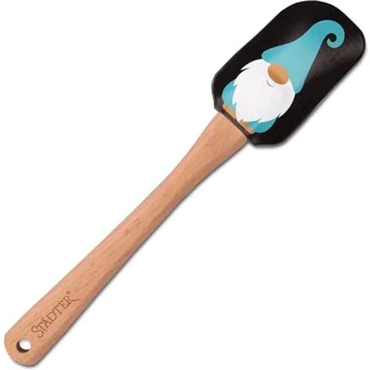 Staedter Teigschaber-Wichtel aus Holz/Silikon, flexibles Design, Länge: 25 cm, Holzfarbe/Schwarz – Bild 1