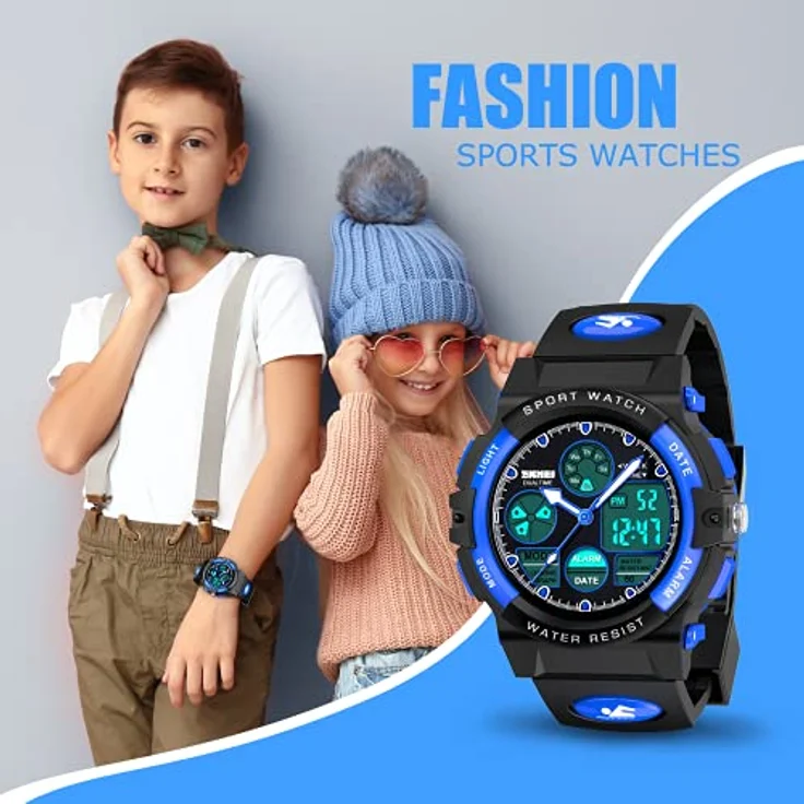 Dislocati Digitaluhr für Kinder, wasserdichte Sportuhr mit LED-Hintergrundbeleuchtung, Wecker und Stoppuhr, für Jungen und Mädchen 6-15 Jahre, Geschenkbox inklusive – Bild 5