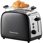 Russell Hobbs Toaster [für 2 Scheiben] Colours Plus Edelstahl Schwarz (extra breite Toastschlitze, inkl. Brötchenaufsatz, 6 Bräunungsstufen + Auftaufunktion, Lift & Look-Funktion, 1600W) 26550-56