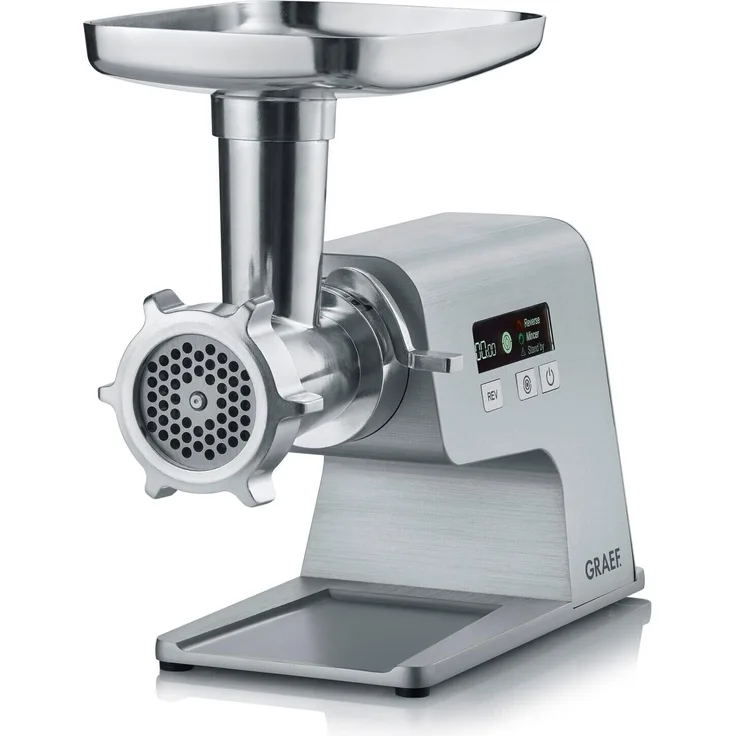 Graef FW500 Fleischwolf, 400W, 2 Geschwindigkeiten, Abschaltautomatik, Vorlauffunktion, silber
