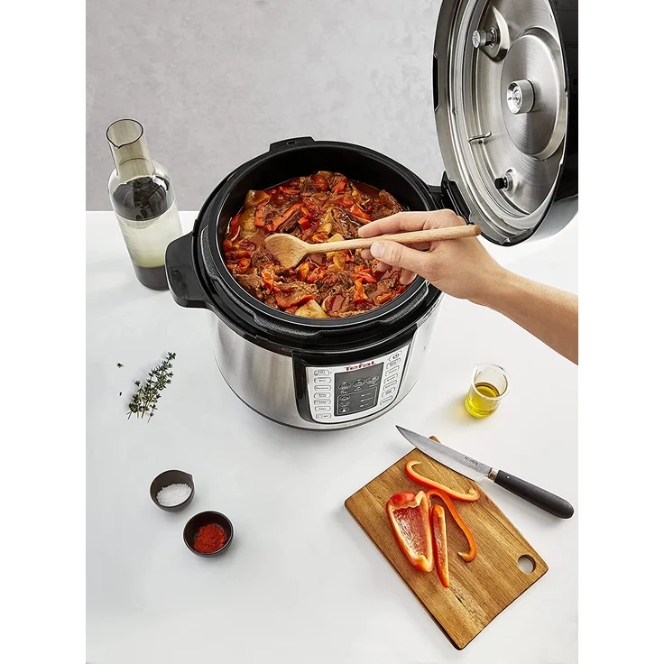 Tefal Fast&Delicious Multikocher, 1200 Watt, 25 Programme, 6 Liter Fassungsvermögen, Display, Warmhalten, Kochen, Timer, silber, Edelstahl – Bild 5