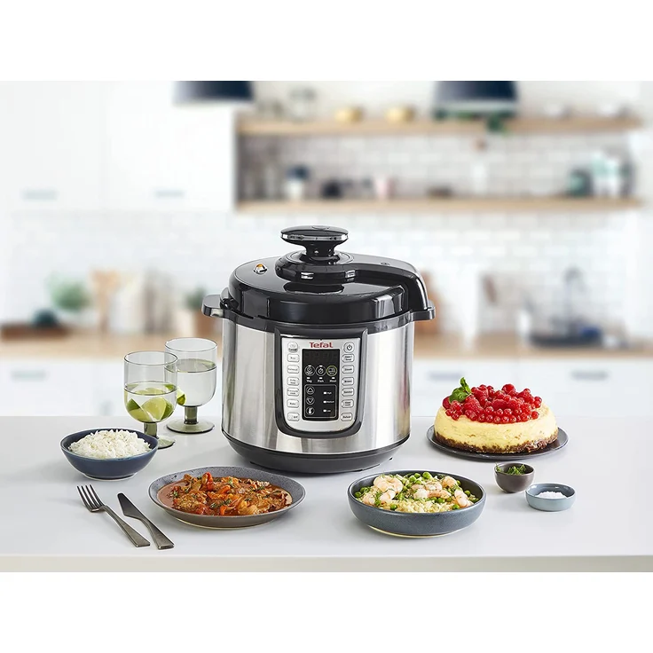 Tefal Fast&Delicious Multikocher, 1200 Watt, 25 Programme, 6 Liter Fassungsvermögen, Display, Warmhalten, Kochen, Timer, silber, Edelstahl – Bild 3