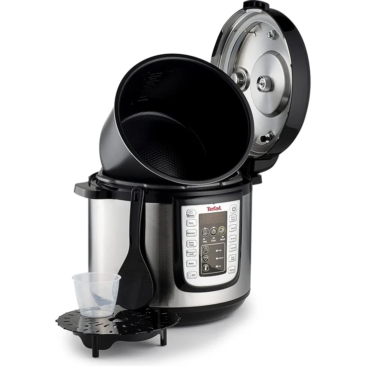 Tefal Fast&Delicious Multikocher, 1200 Watt, 25 Programme, 6 Liter Fassungsvermögen, Display, Warmhalten, Kochen, Timer, silber, Edelstahl – Bild 2