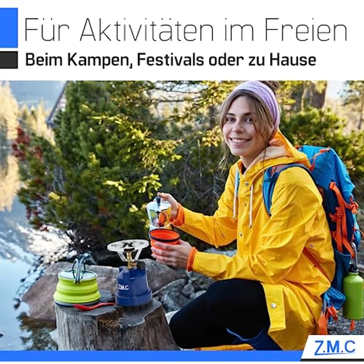Z.M.C Campingkocher, tragbarer Gaskocher 1110 W, Kohleanzünder für Stechgaskartuschen, leicht und kompakt, ideal für Camping und Outdoor-Abenteuer – Bild 3
