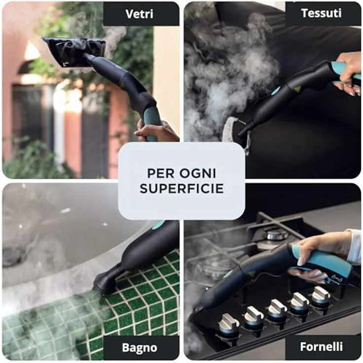 Ariete 4146 XVapor Deluxe, mobiler Dampfreiniger mit 5 bar, integrierten Zubehörfach, 1500 W, 6 m Kabel, blau – Bild 3