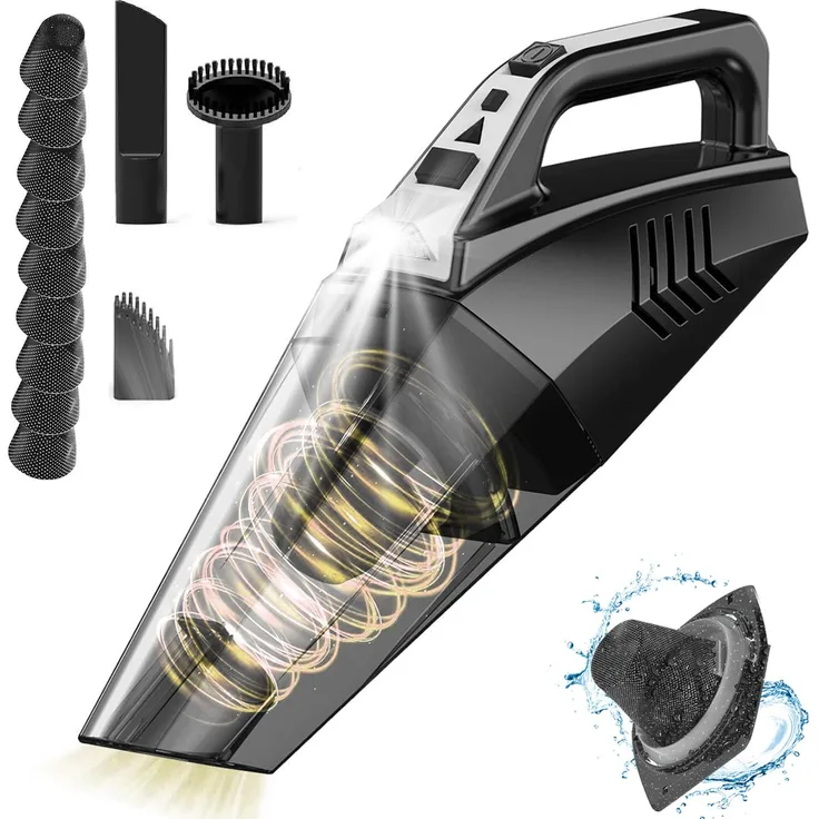 DOPWii Akku-Handstaubsauger 120W,9000Pa, beutellos, Auto Stark, Kabellos, LED Licht