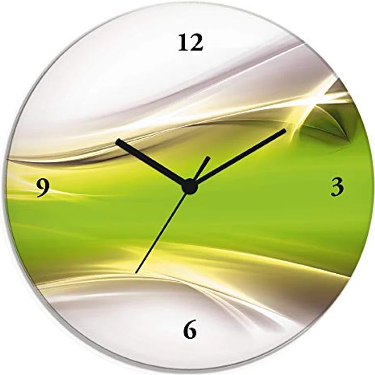 ARTLAND Wanduhr ohne Tickgeräusche Glas Funkuhr Ø 30 cm Rund Lautlos Design Abstrakt Kunst Modern Ausgefallen Kreativ T9HZ – Bild 1