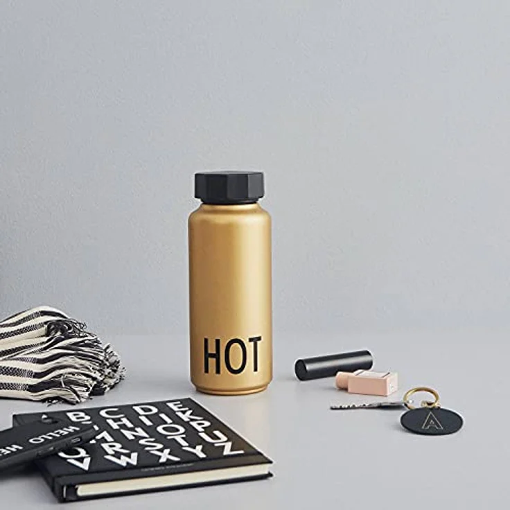 Design Letters Edelstahl Trinkflasche Gold Kohlensäure geeignet BPA-Frei Thermoskanne 12 Stunden Heiß – Bild 9