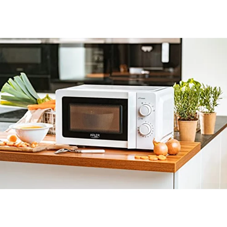 JUNG ADLER AD6205 Mikrowelle Klein, 20 L Garraum, Kompakte Mini Mikrowellengerät, 30 Min Timer, Auftaufunktion, 700W, 5 Stufen, Platzsparend, Mechanische Steuerung, 44,6 x 34 x 24,3 cm – Bild 5