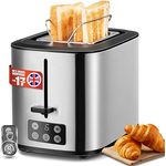 Linsar - Toaster - Zwei-Scheiben-Toaster - Mit Touchdisplay, 6 Bräunungsstufen, Herausnehmbarer Krümelschublade, Integriertem Brötchenaufsatz und Abschaltautomatik - 980 Watt - (Edelstahl)