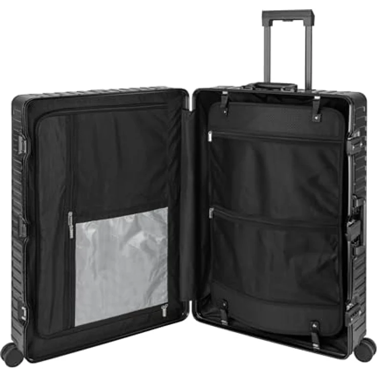 Travelhouse Tokyo Alu Reisekoffer Schwarz XL-78cm Hartschalenkoffer mit 2X TSA Zahlenschloss 360° Rollen Vol. 110L – Bild 2