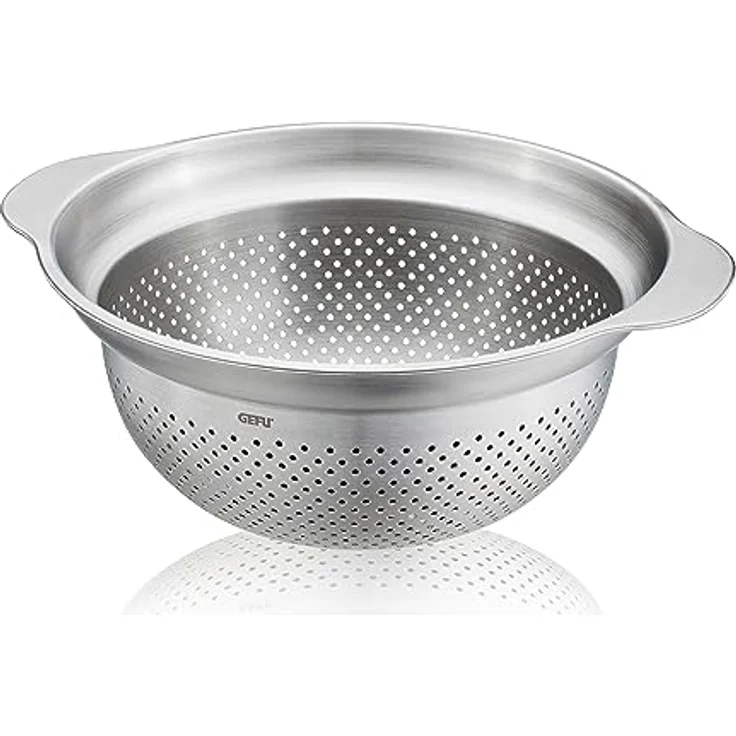 GEFU Seiher Premio - 3-in-1-Funktion: Abseihen, Waschen und Dünsten, Ø 23 cm, Edelstahl, Silber – Bild 1