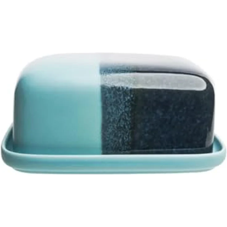 Tranquillo Butterdose INDUSTRIAL, Handgefertigte Keramik-Butterdose, spülmaschinenfest und mikrowellengeeignet, 17 x 13 x 7,5 cm, blau – Bild 1