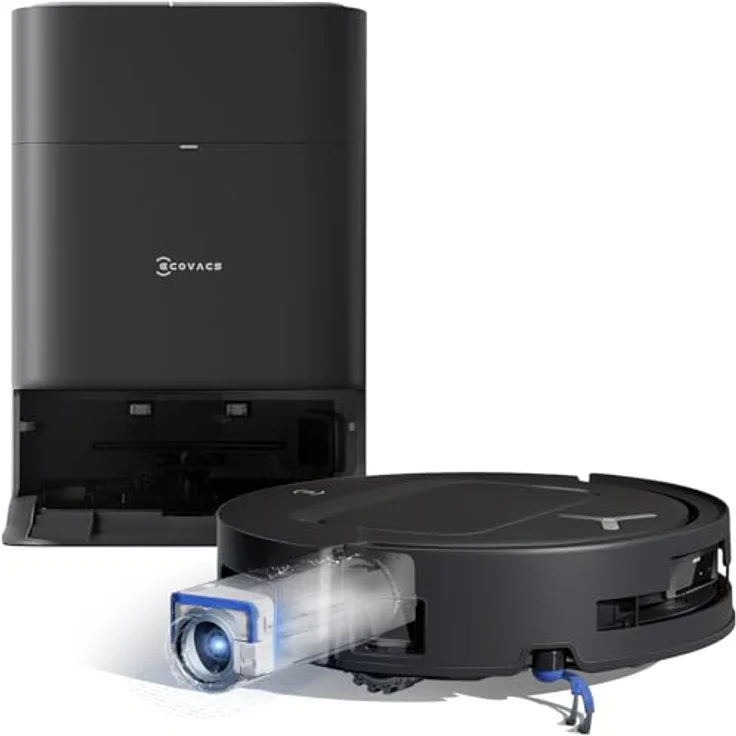 ECOVACS DEEBOT T80 Omni Saugroboter mit Wischfunktion, 18.000 Pa, OZMO Roller Wischwalze mit kontinuierlicher Frischwasser-Selbstreinigung, ZeroTangle 3.0,Moppwäsche mit 40-75℃ heißem Wasser, Schwarz – Bild 1
