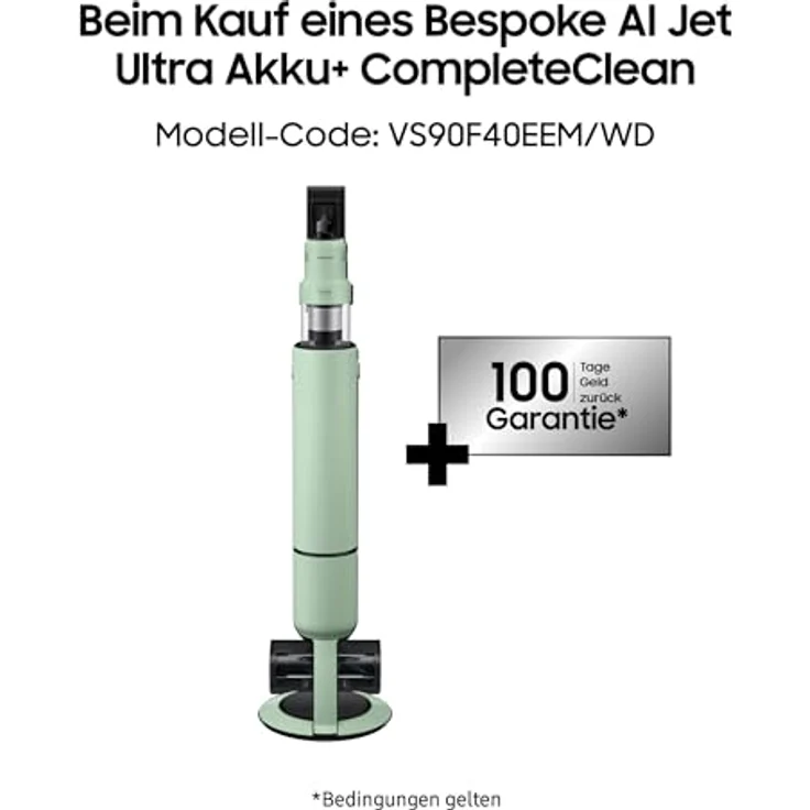 Samsung Akku-Handstaubsauger BESPOKE AI Jet Ultra 400W Akku+ CompleteClean, VS90F40EEM/WD, 1100 W, beutellos, kabellos, 100 min Laufzeit – Bild 3