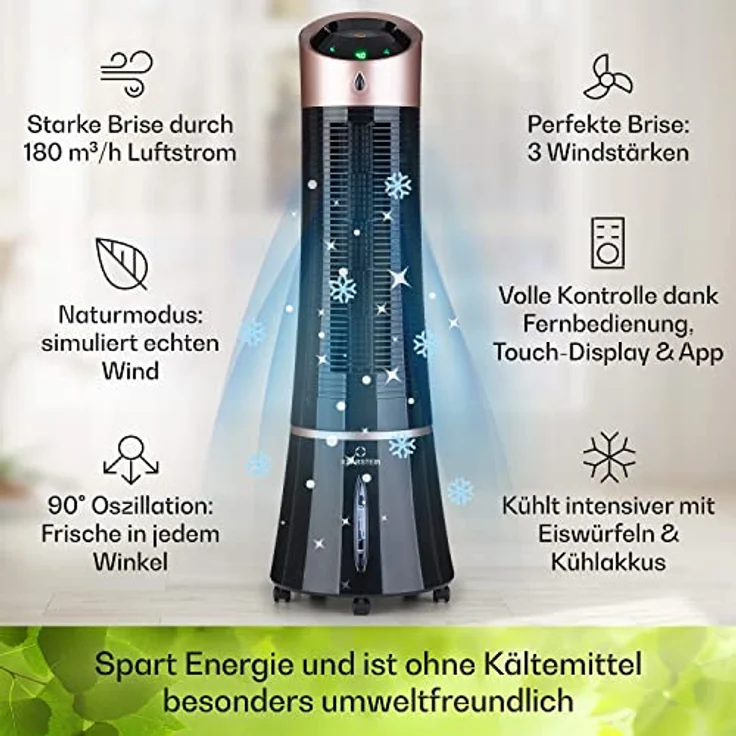 Klarstein Skyscraper Ice Smart, 4-in-1 Luftkühler & Ventilator mit Wasserkühlung, Luftreiniger und Luftbefeuchter, 210 m³/h, ohne Abluftschlauch – Bild 3