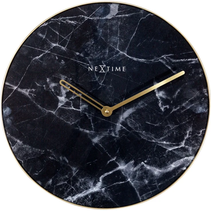 Nextime Wanduhr Marble (40 cm) - NeXtime Wanduhr Marble Ø 40 cm Schwarz Gold