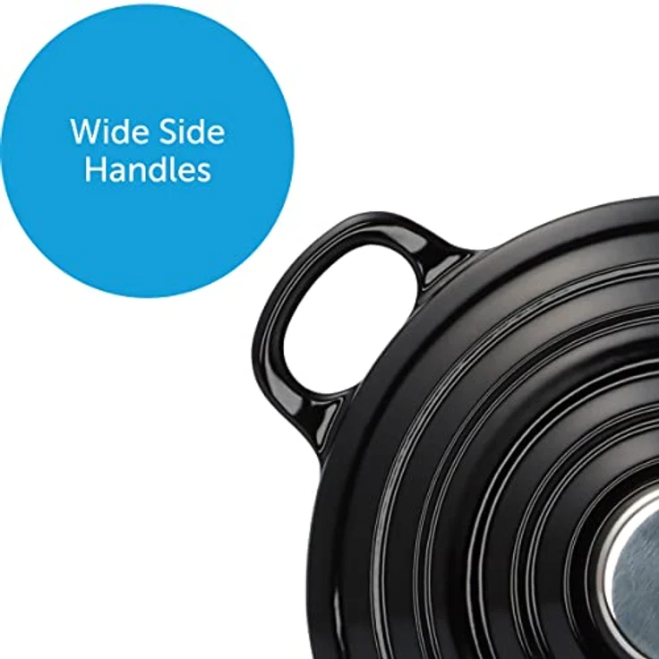 BK Cookware H6071.524 BK Bourgogne Schmortopf 24 cm-4.2L, liertes Gusseisen, Deckel mit Tropfringen, Induktions--Backofengeeignet, Spülmaschinenfest, Jet Schwarz – Bild 8