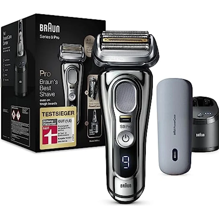 Braun Series 9 Pro Premium Rasierer Herren mit 4+1 Scherkopf, Elektrorasierer & ProLift Trimmer, PowerCase, 5-in-1 Reinigungsstation, 60 Min. Laufzeit, Wet&Dry, Vatertagsgeschenk, 9496cc, chrom – Bild 1
