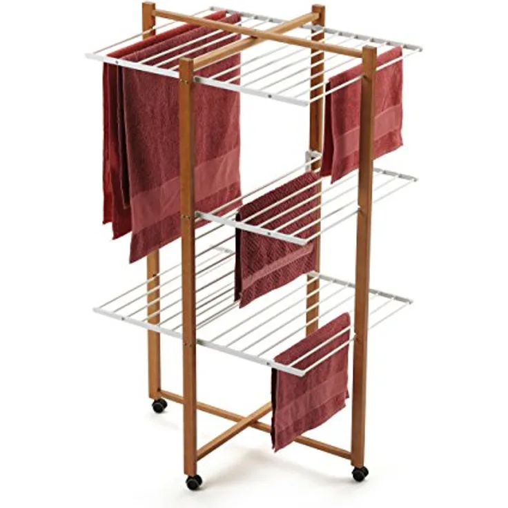 Arredamenti Italia ARREDAMENTI KARISMA Trockengestell, 80 x 68 cm, braun, robustes Holz und pulverbeschichtetes Metall, umweltfreundliche Wasserbasisfarbe, benutzerfreundliches System