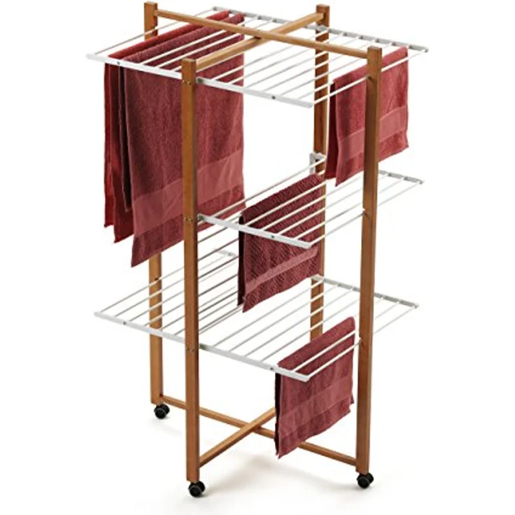 Arredamenti Italia ARREDAMENTI KARISMA Trockengestell, 80 x 68 cm, braun, robustes Holz und pulverbeschichtetes Metall, umweltfreundliche Wasserbasisfarbe, benutzerfreundliches System – Bild 1