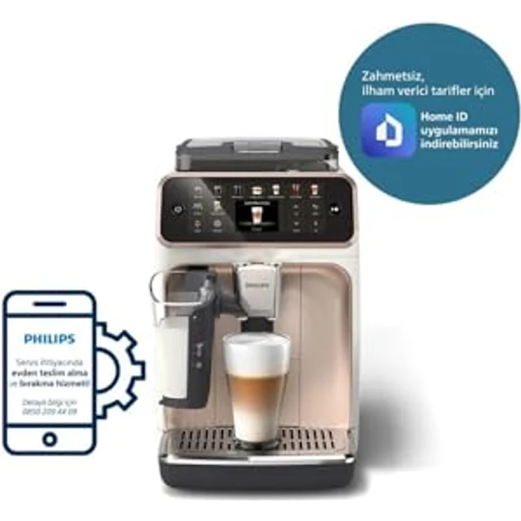 Philips Kaffeevollautomat EP5543/80 5500 Series, 20 Kaffeespezialitäten (heiß oder eisgekühlt), Rosé-Weiß, LatteGo-Milchsystem, SilentBrew Technologie – Bild 4