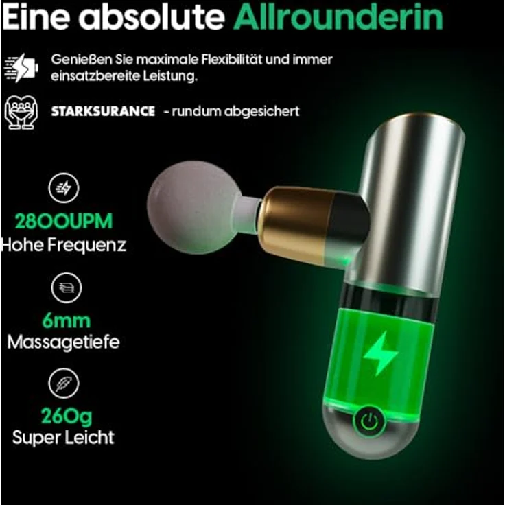 STARKFELD® STARKGUN® – Leistungsstarke Massagepistole für Tiefengewebe | Leise & Effizient (Grün, Deluxe) – Bild 2