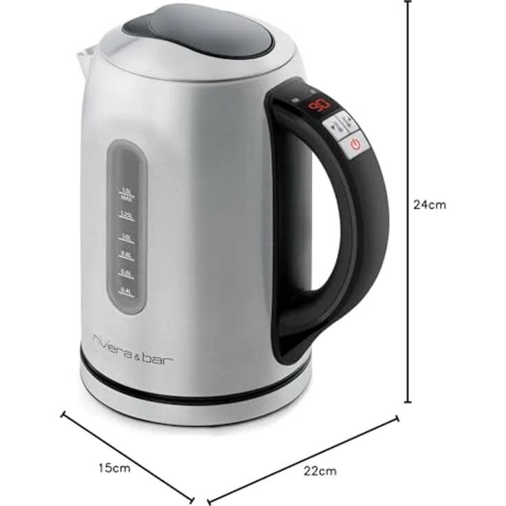 Riviera & Bar BBT460 Louna Wasserkocher, 1,5 l, einstellbare Temperatur von 50-100 °C, Edelstahl – Bild 4