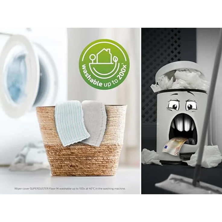 Leifheit Wischmopp Set CLEAN TWIST M Ergo (micro duo) + SUPERDUSTER M, mit 99% Keimreduktion, waschbaren Bezügen und teleskopierbarem Stiel – Bild 5
