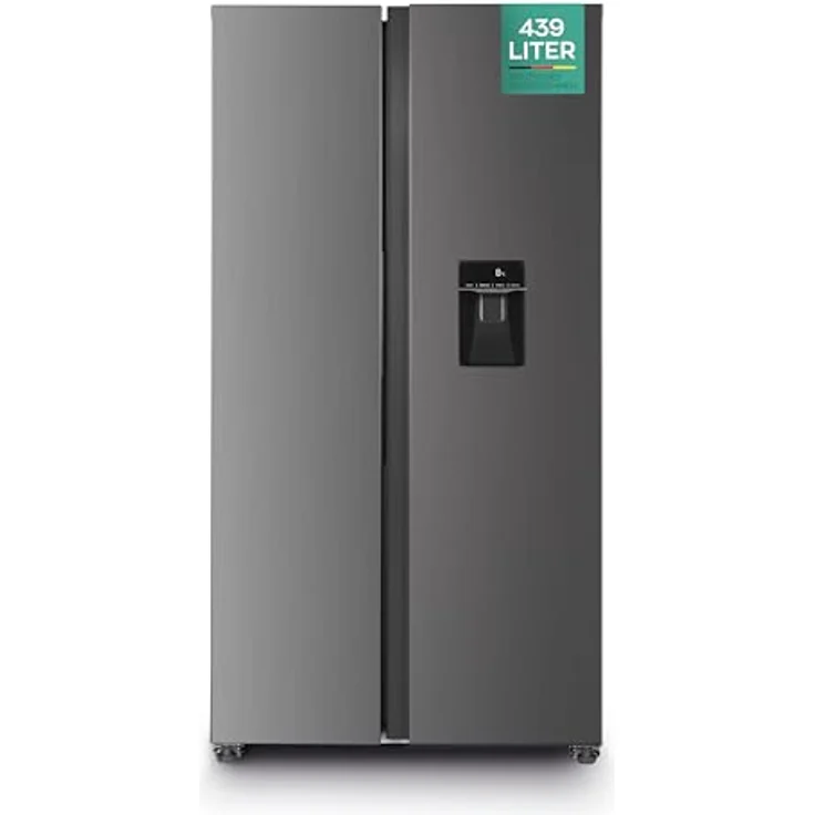Heinrich's Side-by-Side Kühlschrank, Kühlgefrierkombination mit 439L Mega Gesamtvolumen, NO-FROST, 151L Gefriervolumen, inkl. Wasserspender, LED Beleuchtung, Touch-Bedienung, Multi-Airflow-System, Inox – Bild 1