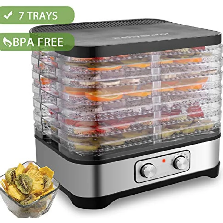 COOCHEER Dörrautomat Dehydrator Dörrapparat mit Temperaturregelung, 8 Etagen abnehmbare Dörrgerät, Temperaturregelung 35-70℃ für Fleisch, Fleisch, Früchte, Gemüse und Nüsse, BPA-frei