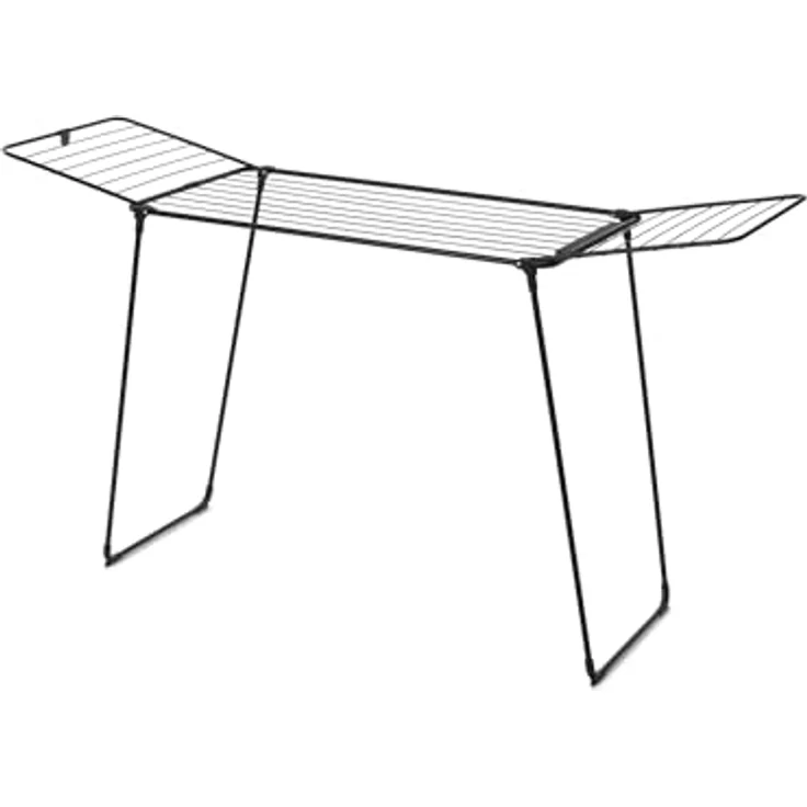 Brabantia 232442 Wäscheständer aus Stahl, Schwarz, 22 m Trockenlänge, platzsparend, mit Bügelstange und gummierten Füßen – Bild 1