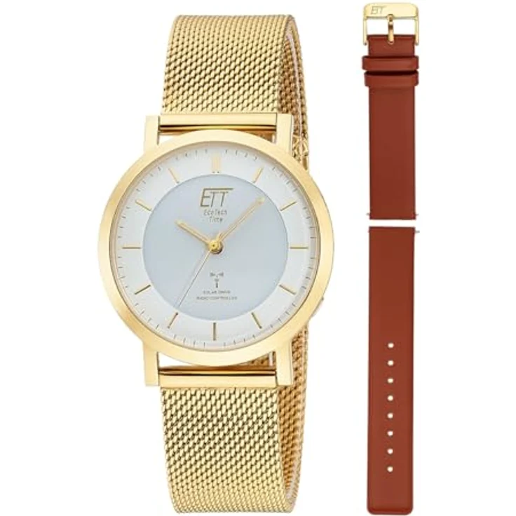 ETT Eco Tech Time Funk Solar Damen Uhr Analog mit Edelstahl,Leder Armband ELS-11619-11MS – Bild 1