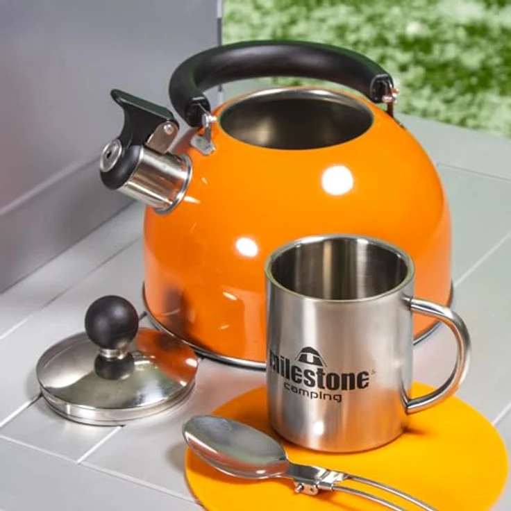 Milestone Camping Edelstahl Wasserkocher ? Orange, 2 Liter – Bild 9