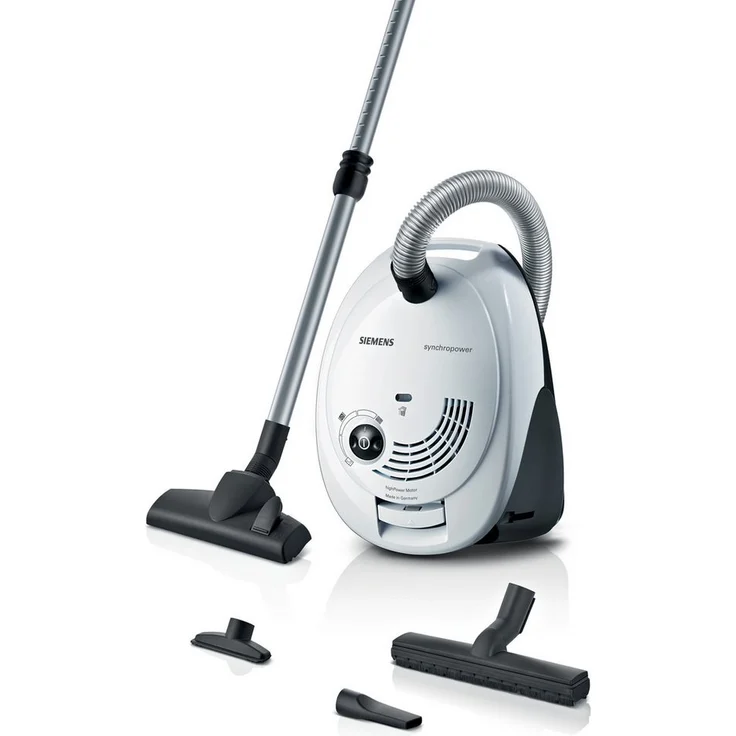 SIEMENS Bodenstaubsauger VS06WH1T, 850 W, mit Hygiene-Filter, kompakt und leicht, spezielle Hartbodendüse, integriertes Zubehör, weiß