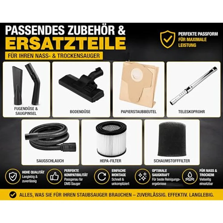 DMS NTSC-30 4in1 Staubsauger Nass Trocken Asche Blass 2300W 30L beutellos 30 Liter – Bild 6